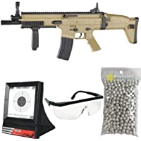 PC Airsoft Paquete Completo con Accesorios - Arma para Airsoft- Modelo Fn Scar L- con Resorte- 0-5 Julios- Color…